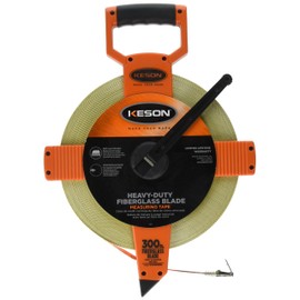 Keson OTR18M300 Open Reel Fiberglass Tape Measure Reel with Double Hook (Graduations: ft., in., 1/8 & m, cm, 2mm), 100M/300-Foot
