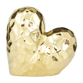 Deco 79 Porcelain Heart Sculpture, 8" x 3" x 8", Gold (Pack of 12)
