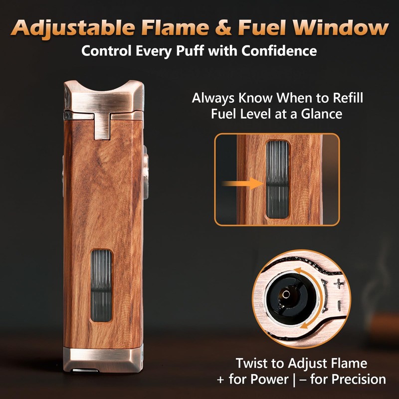 Joyoldelf Cigar Torch Lighter Quad Flame - Refillable Jet Butane