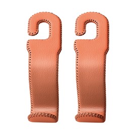 AMVOYOA Leather Hooks for Headrest - Fully Leather-Wrapped U-Shaped Purse Holder for Car, Flexible Seat Back Organizer & Durable Car Accessories for Purses, Bags, Coats & More (Brown, 2 Pack)
