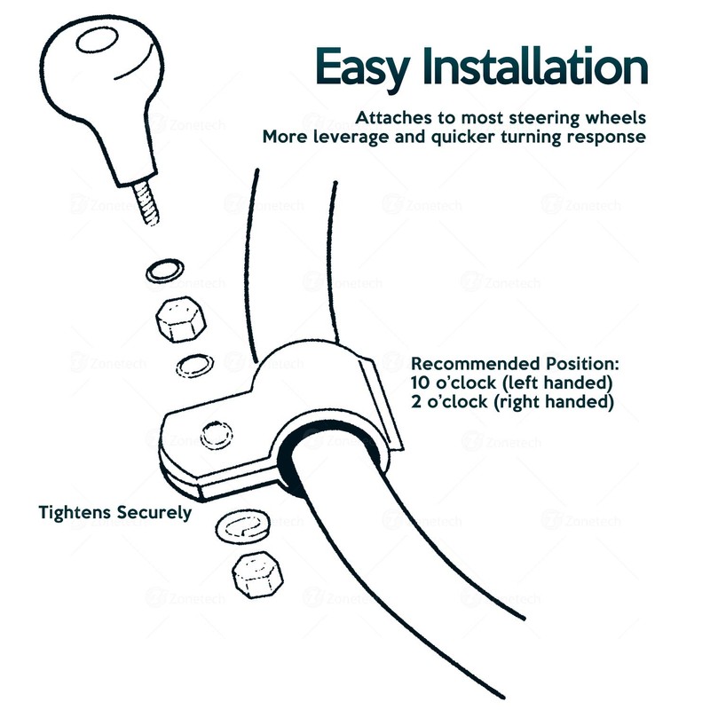 ZONETECH Woodgrain Steering Wheel Spinner - Universal Fit Premium Quality