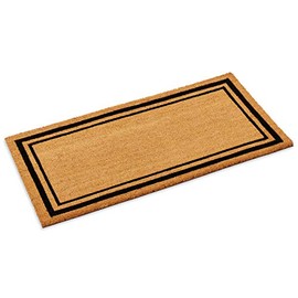 Kempf Double Border Large Coco Coir Mat, Rubber Vinyl Backing, Great for Double Doors, Indoor Outdoor Entrance Rug, 24 x 48-Inch, Black