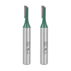 sourcing map Router Bit 1/4" Shank 1/8" Cutting Dia Single Straight Flute Carbide for Woodworking Carpentry Milling Cutter Tool Green 2pcs