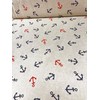 Landhuis Fabrics: Maritime Cotton Decorative Fabric with Anchors, Natural with