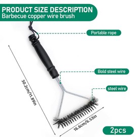 GGUFAY 2 Stücke 12 zoll/30.5 cm Grillbürste, Dreieckig 360° Reinigung, Verbrühungshemmender Kunststoffgriff, Grill-Zubehör für Grillrost,Gasgrill, Holzkohlegrill