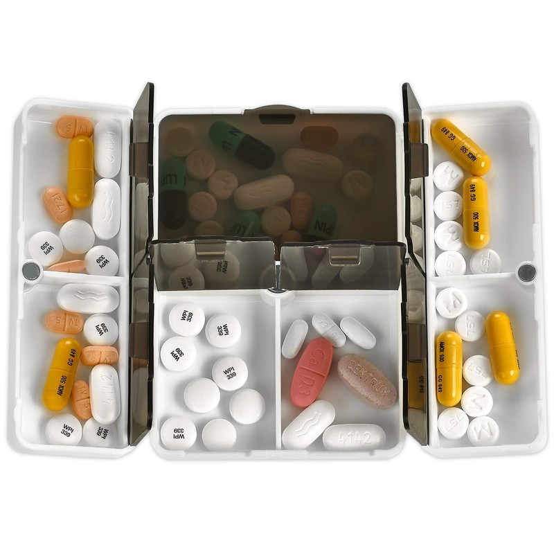 MEDca Magnetic Pill Box with 7 Compartments, Collapsible, Lightweight Pill