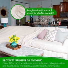 All Purpose Canvas Drop Cloth - Canvas Tarp, Canvas Fabric Drop Cloth Curtains, Drop Cloth for Painting, Floor & Furniture Protection, Painters Drop Cloth, Paint Drop Cloth (Canvas Sheet 4x10)