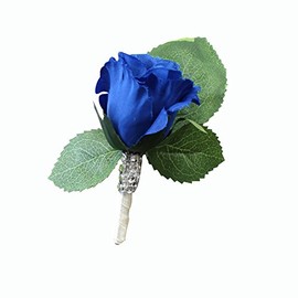 Angel Isabella Boutonniere-Nice Hand-Crafted Rosebud Keepsake Artificial Flower-Pearl Headed Pin Included (Royal Blue)