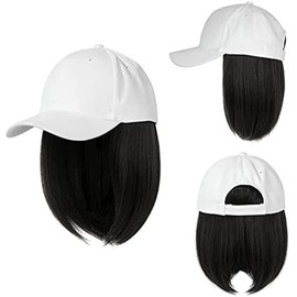 WDOPEN- Wig baseball cap,Adjustable detachable wig hat,Wig one piece cap.There are two kinds of hats in black and white, with beautiful product design, suitable for your needs for wigs (white)