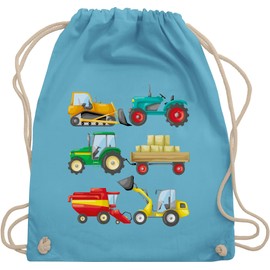 Shirtracer - Children's tractor excavator etc. - Tractors - Gym bag and fabric bag made of cotton, 1 Light Blue, Einheitsgröße