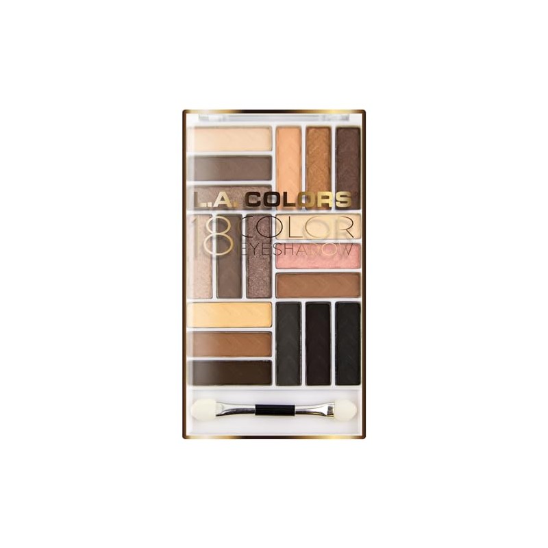 L.A. COLORS 18 Color Eyeshadow Palette, Downtown Brown CES750