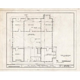 Historic Pictoric : Blueprint HABS FLA,53-AUB,1- (Sheet 2 of 8) - Dr. John Patterson House, Northeast Ariana Estates, Auburndale, Polk County, FL 24in x 18in