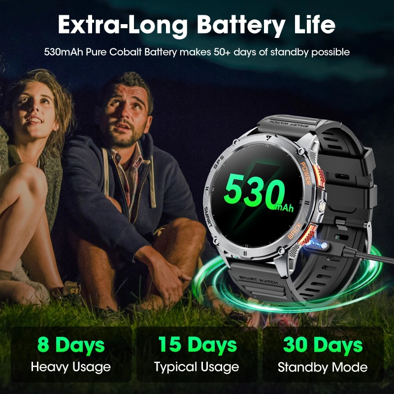 1.43" Smart Watch GPS For Android iOS AMOLED Display IP68