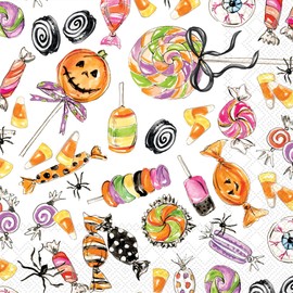 IHR Ideal Home Range Party Napkins Disposable 3-Ply Paper Lunch Napkin Pack, 6.5" x 6.5", Just Treats, 20-Count