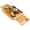 RoyalHouse Unique Bamboo Cheese Board and Knife Set with 2