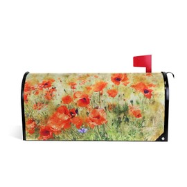 ALAZA Poppy Flowers Magnetic Mailbox Cover MailWraps Garden Yard Home Decor for Outside Standard Size-18"x 20.8"