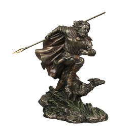 Veronese Design 9 Inch Tall Lugh Celtic God of Sun and Thunderstorms with His Hound Resin Sculpture Bronze Finish