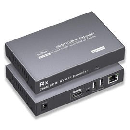 RYXN 1080P HDMI KVM USB IP Extender Over Cat5e/6 Transmits Up to 656ft/200m, with 2 USB Ports Supports Mouse and Keyboard Remote Control, Both Ends Feature Audio Extractor Function