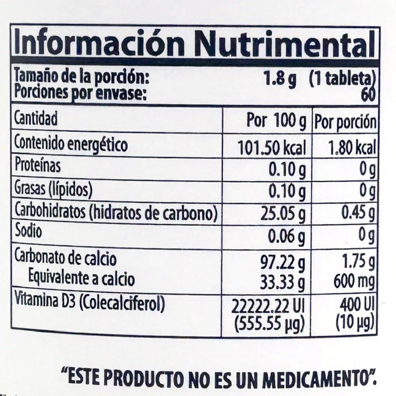 Calcio 600 Vitamina 400 Caps Naturalhealth Sabor Calnat