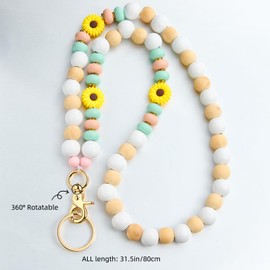 Ornaland Teacher Lanyard with id Holder Wooden Beaded Lanyards for id Badges for Women Nurse Student Office Keys Leisure or As a Gift