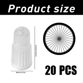 Pack of 20 Valve Caps Bicycle French, French Valve Cap, Bicycle Valve Caps, Bicycle Valve Caps Made of Plastic for Mountain Bike, Tubeless Valves, Dust Protection, Protection Against Dirt and Water