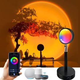 GY WiFi Sunset LED Lamp, 16 Colours Smart 5W Sunset Light, 360° Rotating Romantic Rainbow Projector Light, LED Night Light for Party Living Room Theme Bedroom Decoration