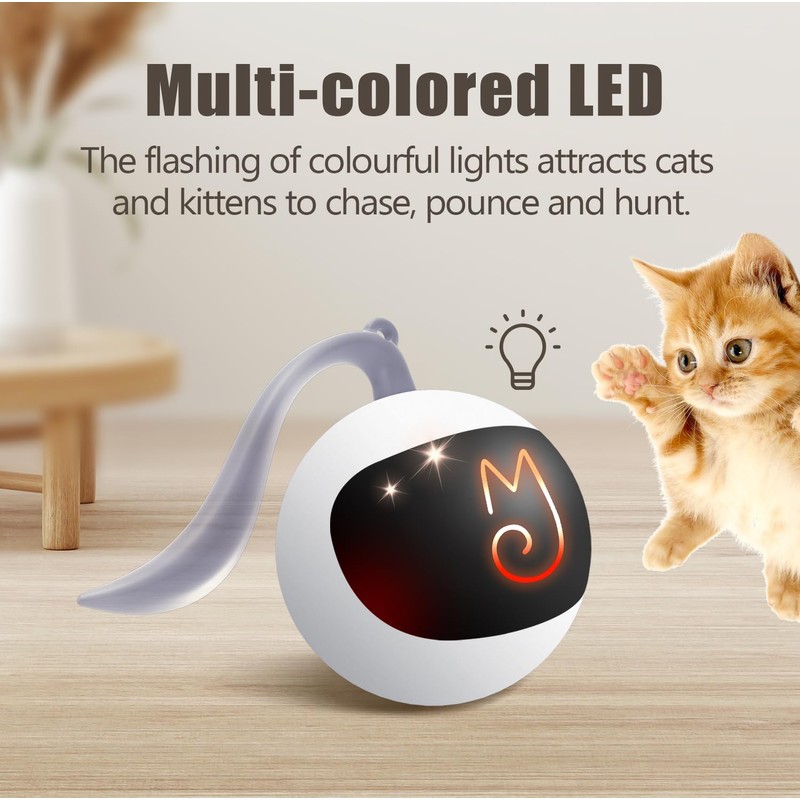 Migipaws Interactive Cat Ball Toy Set, Fun Tracker, Automatic Rolling