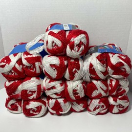 Dream Weaver Sashay Yarn Red White Silver  20 Skein Lot Dream Weaver Made USA Christmas