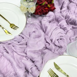 120inch Light Purple Cheesecloth Table Runners - 10Ft Long Cotton Lilac Gauze Table Runner Cheese Cloth Table Decor for Weddings Bridal and Baby Showers Decoration
