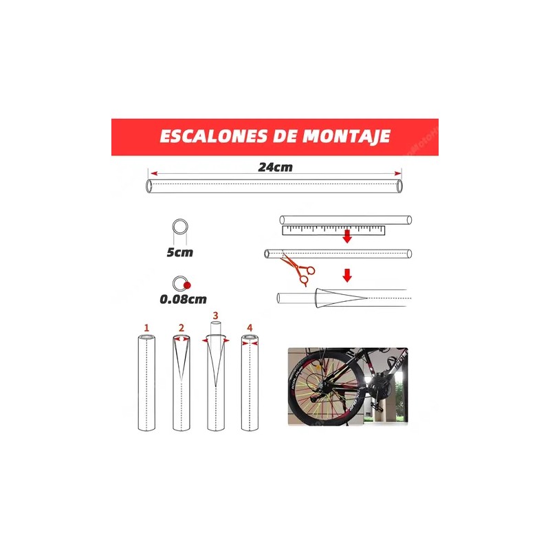 24cm 72pcs Popotes Cubre Rayos Motocross Spokes Bicicleta