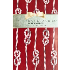 Newbridge Rectangle Vinyl Tablecloth with Flannel Backing, Red Nautical Rope Stripe, 60 x 84 Inch, Coastal Striped Indoor Outdoor Wipe Clean Picnic, BBQ and Dining Table Cover