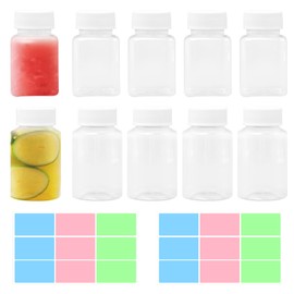 Rebanky 10 Stück 100ml Kunststoff Saftflaschen Zum BefüLlen Wiederverwendbare Leere Smoothie Flaschen Leere Kunststoff Shot FlaschenKlare Smoothie Flasche mit Etikettenpapier für Getränke, Wasser