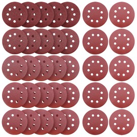 Pack of 35 Sandpaper 125 mm Velcro, 8 Holes Sanding Sheets for Random Orbital Sanders 40/60/80/120/150/180/240 Grit