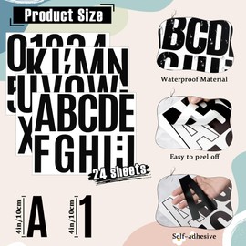 264 PCS Letter Stickers Large Mailbox Numbers and Letters,Self-Adhesive Vinyl Waterproof Alphabet Stickers for Mailbox Window Door Sign Car Poster Board Bulletin Board Classroom Decor (Black,4 Inch)