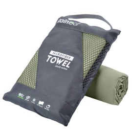 Rainleaf Microfiber Towel Perfect Travel & Sports &Beach Towel. Fast Drying - Super Absorbent - Ultra Compact. Suitable for Camping, Backpacking,Gym, Beach, Swimming,Yoga,Army Green,20 X 40 Inches
