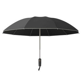 KCKEYS Ten Bone Umbrella Automatic Reflective Men's Large Folding Umbrella Reverse Umbrella (Black)