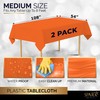 Amcrate Orange Plastic Tablecloth Disposable, 2 Pack Premium Tablecloths for