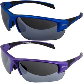 Global Vision Eyewear Hercules 7 Golf Tennis Sports ANSI Z87.1 Safety Sunglasses 2 Pair Blue & Purple Frames w/Flash Mirror Lenses