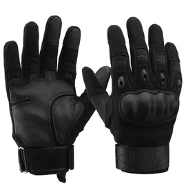 LOKZEER Motorcycle Gloves: Touch Screen Gloves with Hard Knuckle Protection, Non-Slip Palm Breathable Holes for Men and Women - for Cycling, Motorbike, ATV, MTB, Motocross (Black, XL)