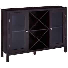Kings Brand Furniture Wine Bar Cabinet for Liquor and Coffee Buffet, Sideboard with Storage Shelves for Dining Living Room Kitchen, Espresso