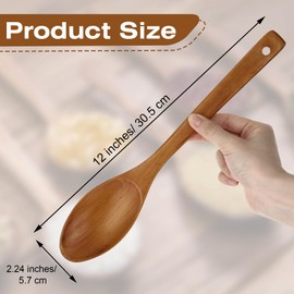 Gjinxi 2PCS Wooden Spoons for Cooking, Wooden Cooking Spoons, Wooden Kitchen Utensil Apartment Essentials Large Cooking Spoon for Cooking Serving Mixing