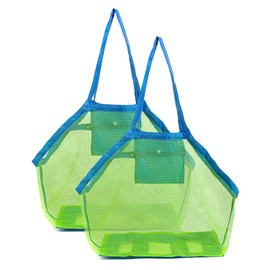 Mesh Bag Sand Toy, 2 Pieces Beach Toy Bag, Large Beach Bag Beach Toy Children, Mesh Bag, Portable Children's Storage Net Bag, for Family Holiday