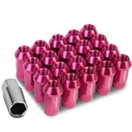 DNA MOTORING LN-ZTL-9021-15-PK 20Pcs M12 x 1.5 25mm OD/45mm Height Steel Open End Wheel Lug Nuts w/Deep Drive Extension (Pink)