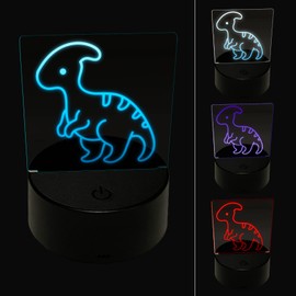 Sniggle Sloth Baby Nursery Parasaurolophus Dinosaur 3D Illusion LED Night Light Sign Nightstand Desk Lamp