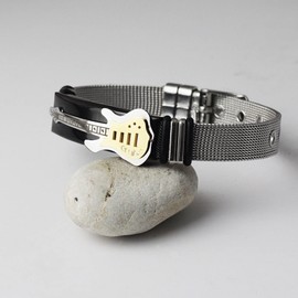 GKMJ Pulsera Hombre, Accesorios para Hombre, Pulsera para Hombre, Pulseras Hombre Acero Inoxidable, Pulsera de Guitarra, Regalo para Papa, Dia del Padre Regalo, Regalo para Hombre, 23.5cm，El Regalo Perfecto, Regalos San Valentín