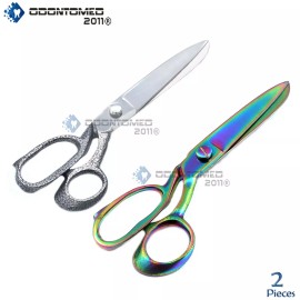 ODM 2 Professional Tailor Sewing Shear Scissors Multi-Color & Gray Handle Dressmaker