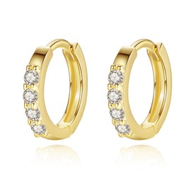 VIKI LYNN Small Creole Earrings with 925 Sterling Silver and Cubic Zirconia Stud Earrings Jewellery Gifts for Men and Women, Sterling Silver Cubic Zirconia, Cubic Zirconia