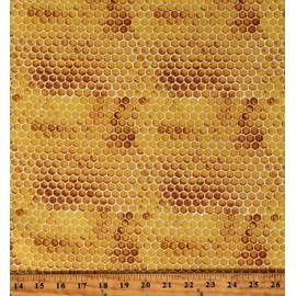 Timeless Treasures Cotton Honeycomb Honeybees Honey Bees Beekeeping Insects Yellow Cotton Fabric Print by The Yard (BEE-CD2393-HONEY)