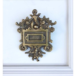 Antikas - Doorbell Angel + Gnome - Bell - Green Age Turn of the Century Door Clamp Antique