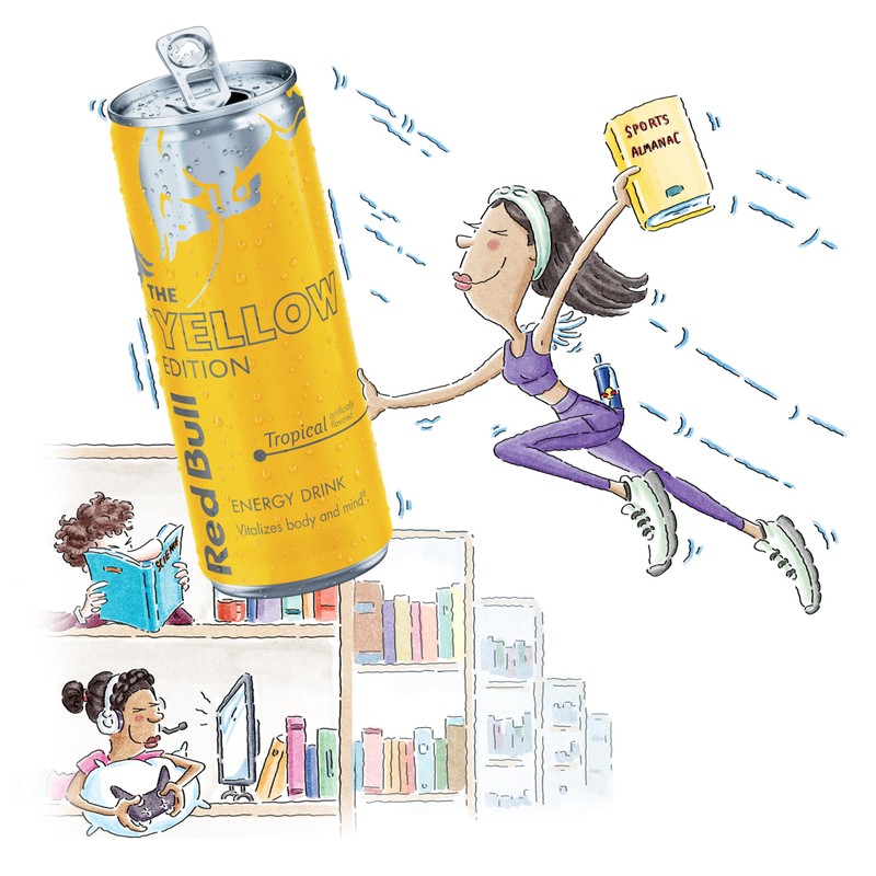 Red Bull Yellow Edition Energy Drink, Tropical, with 80mg Caffeine